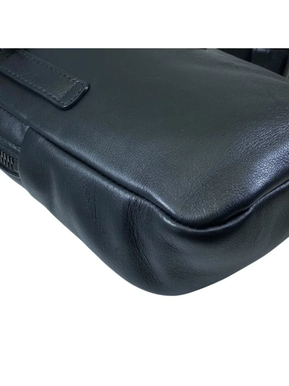 Prada Triangle Logo Mini Shoulder Bag Pouch Leather Black Practical